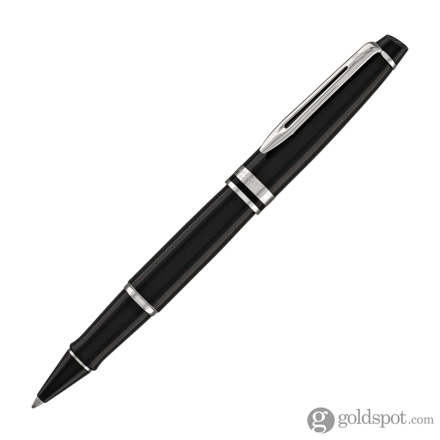 Waterman Expert Rollerball Pen in Black with Chrome Trim - Image 2