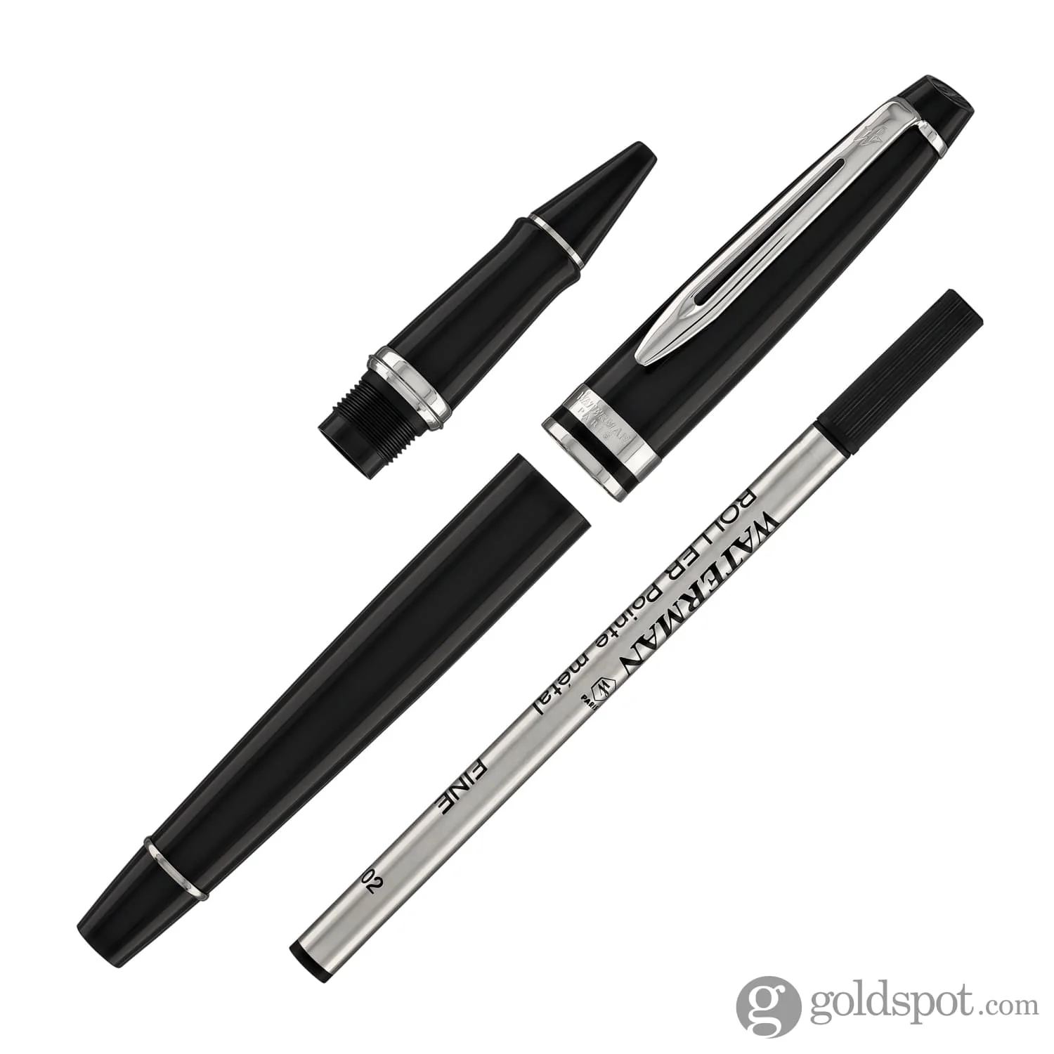 Waterman Expert Rollerball Pen in Black with Chrome Trim - Image 7