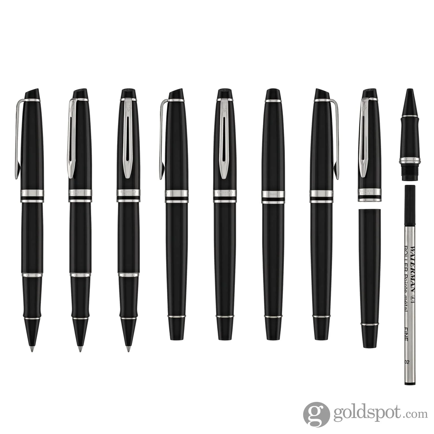 Waterman Expert Rollerball Pen in Black with Chrome Trim - Image 8
