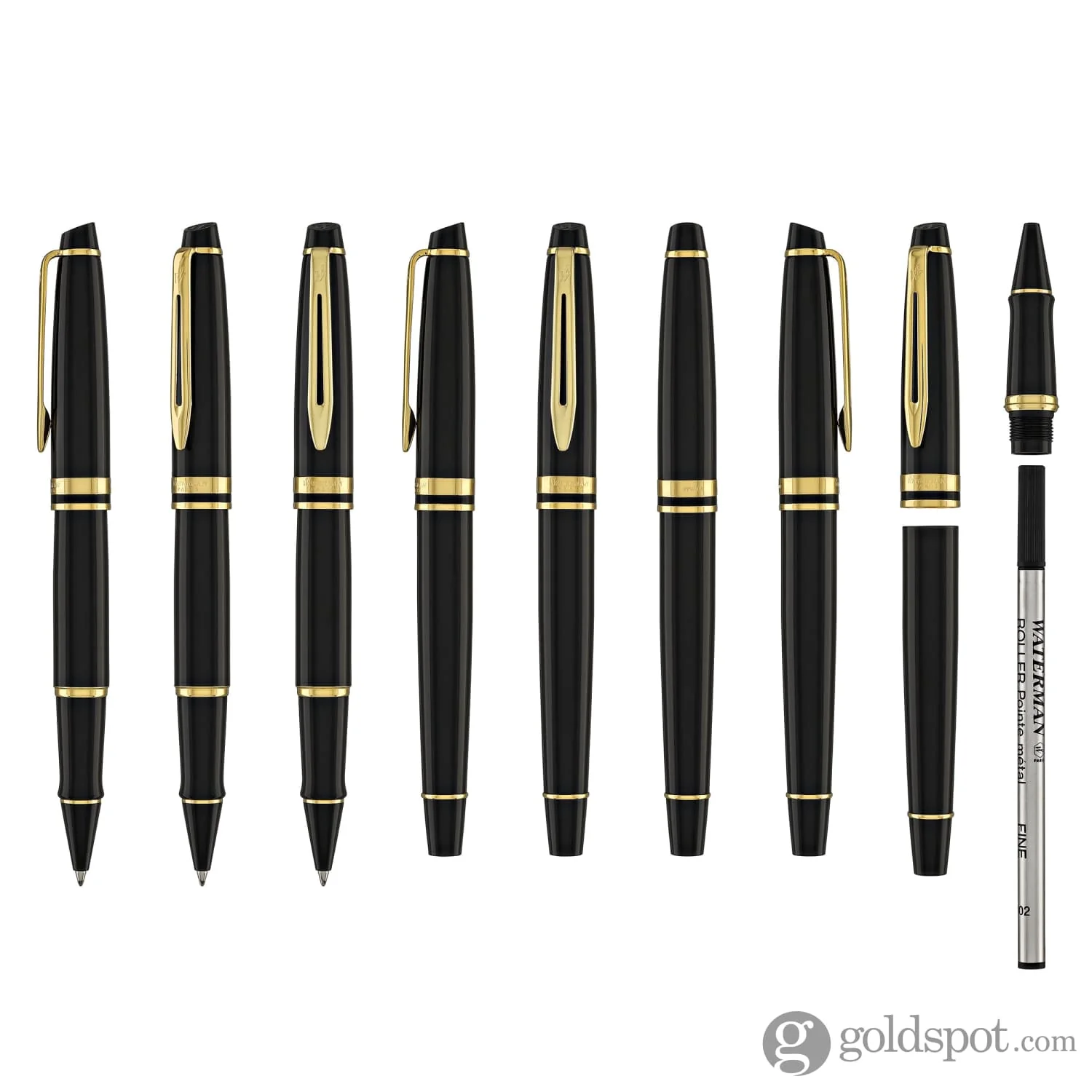 Waterman Expert Rollerball Pen in Black with Gold Trim - Image 8