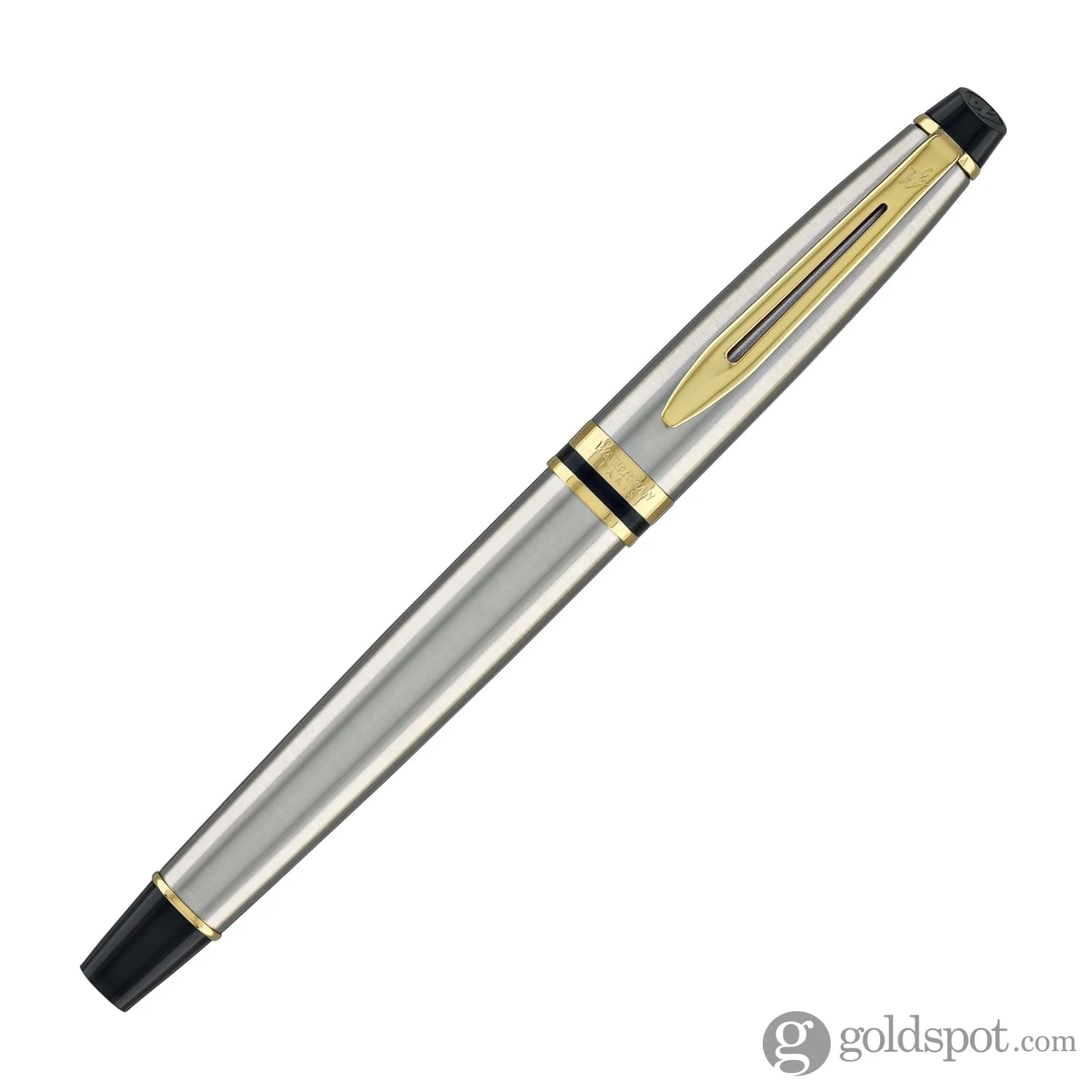 Waterman Expert Rollerball Pen in Stainless Steel with Gold Trim - Image 4
