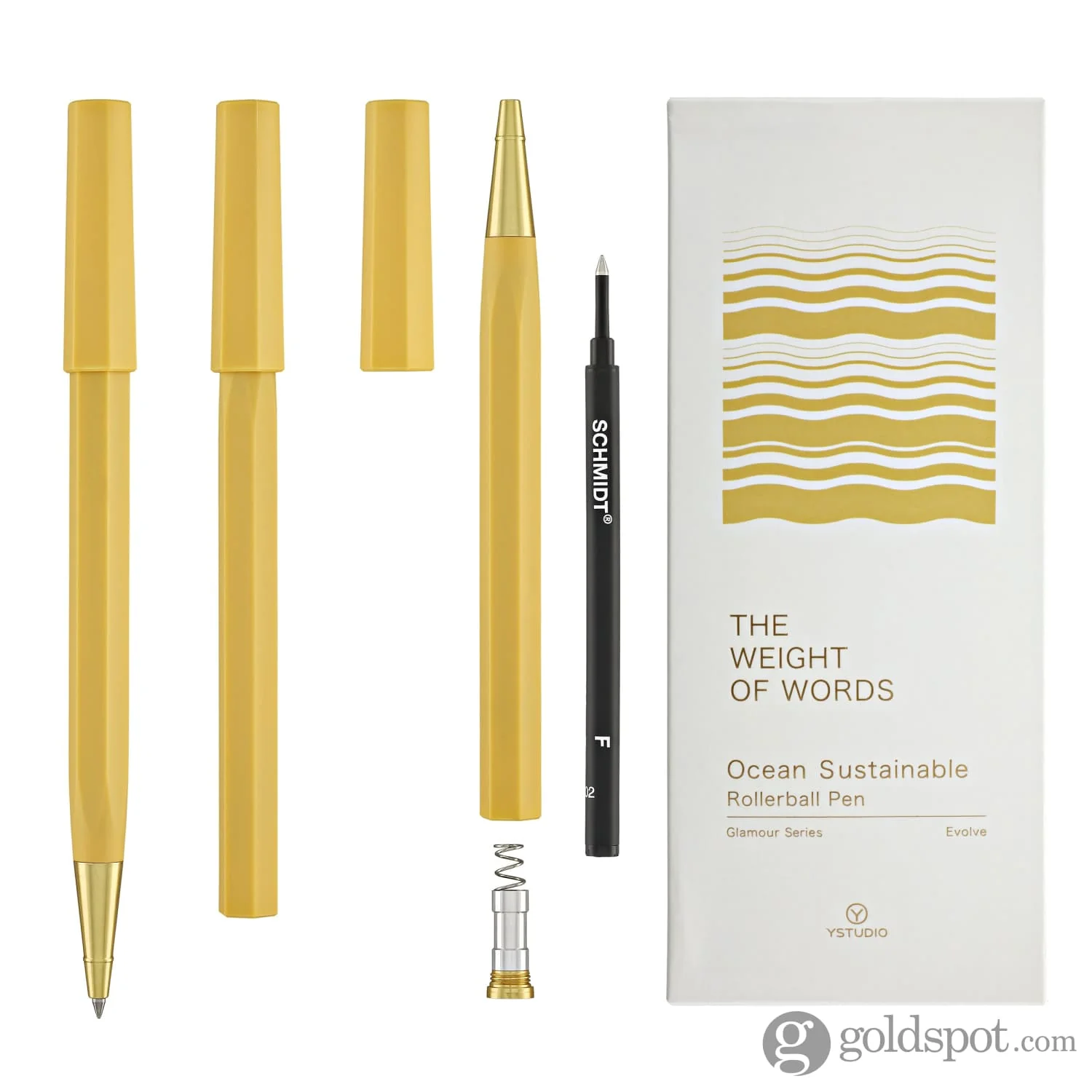 ystudio Glamour Evolve Ocean Sustainable Rollerball Pen in Dawn Yellow - Image 4