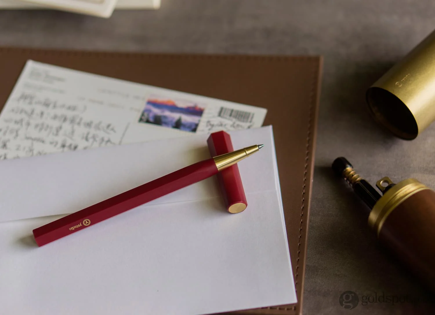ystudio Resin Rollerball Pen in Red - Image 2